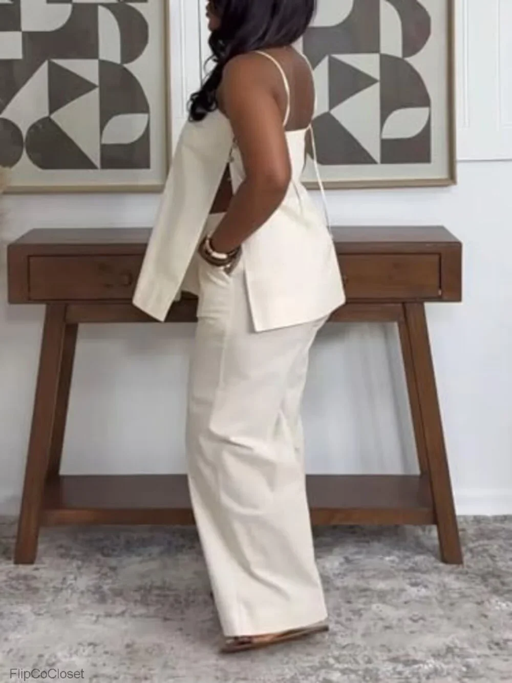 Womens Linen 2 Piece Pants Set Sleeveless Wide Leg Lounge Vacation Outfit